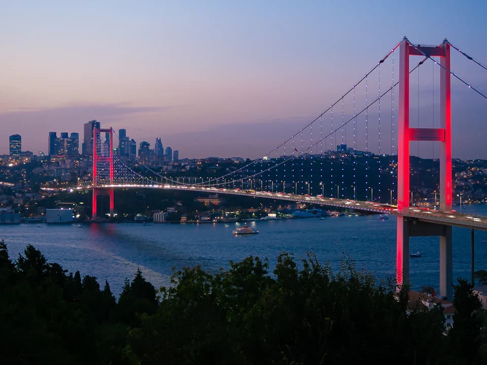 The Bosphorus Bridge in the evening